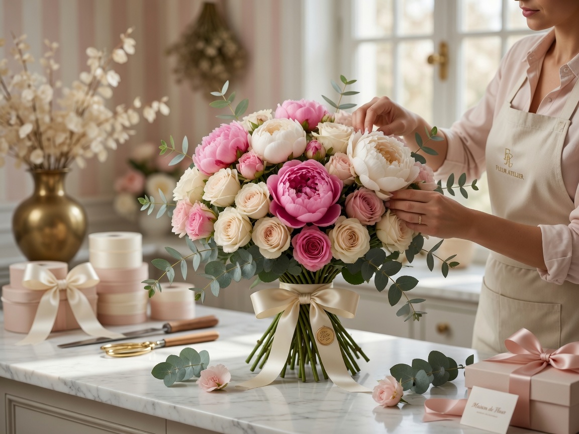 Exquisite close-up of delicate fresh pink and cream roses